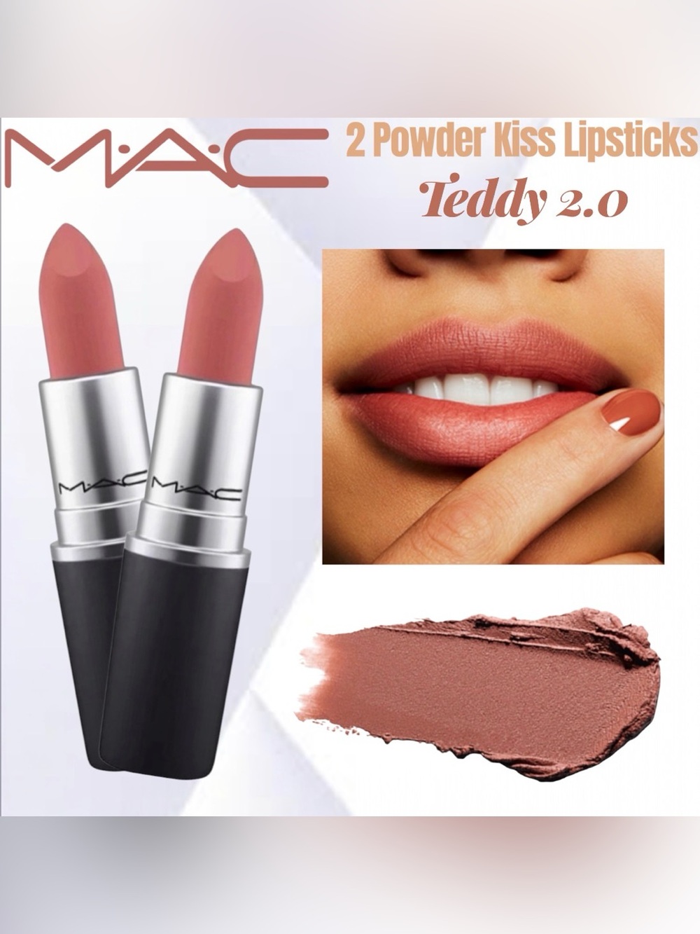 MAC Cosmetics Powder Kiss Lipstick Duo - Teddy 2.0 Pink Nude